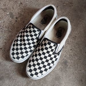 Vans Mens Size 8.5 white checkerboard slip on shoes